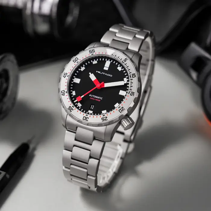 Militado ML20 39mm hommes montre PT5000 mouvement automatique saphir Luminova montres en acier inoxydable 200m montre-bracelet étanche