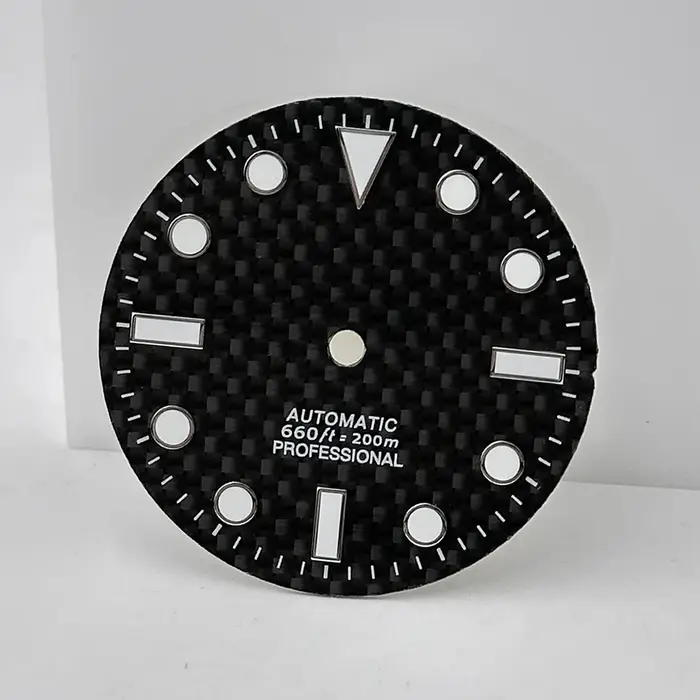 Cadran noir en Fiber de carbone 28.5mm BGW9 bleu Lume sans Logo pour Seiko SUB SEA NH35/36/38 boîtier de mouvement automatique Mod pièces accessoires