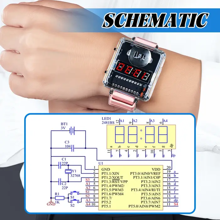 Kit de montre électronique à monter soi-même, affichage numérique LED créatif, boîtier Transparent 3V, soudage pratique, Kit de bricolage électronique
