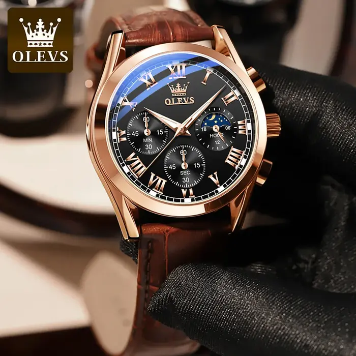 Montre à quartz chronographe étanche pour homme