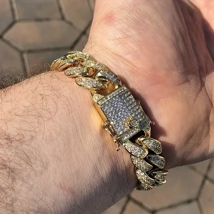Bracelet de luxe en chaîne à maillons cubains glacés pour hommes