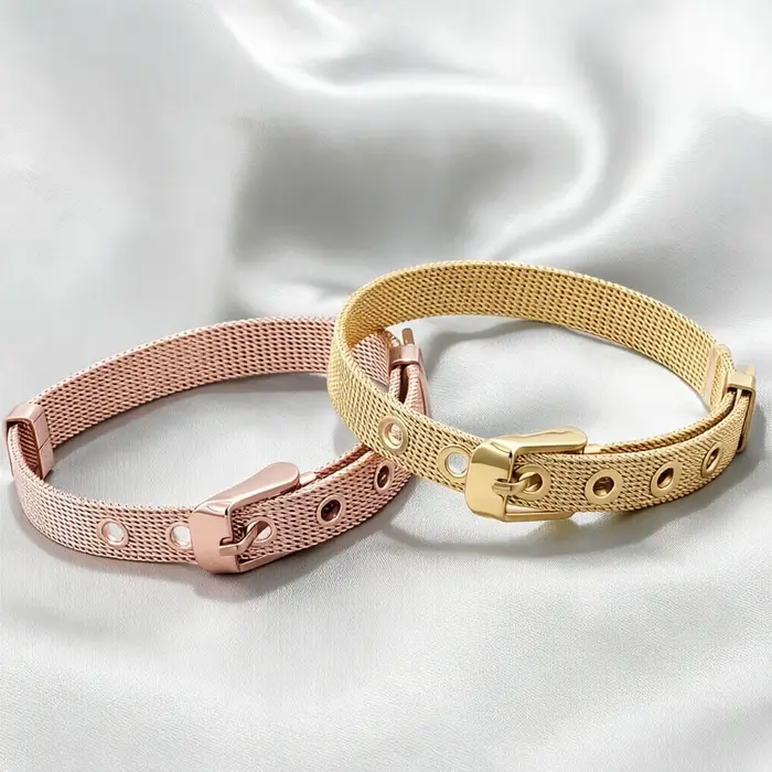 Bracelet en maille d'acier inoxydable, accessoire unisexe, polyvalent et durable, cadeau pour un usage quotidien, décontracté ou de luxe léger, adapté