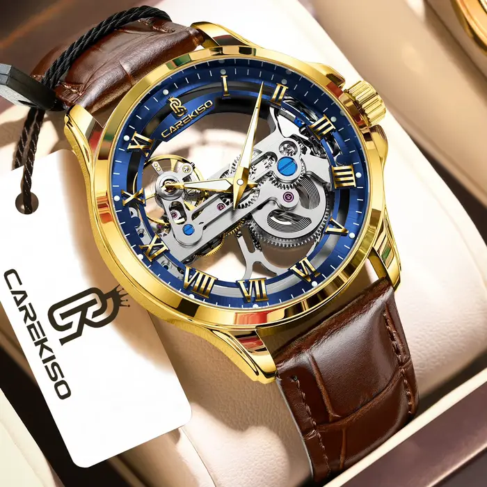 Montre Homme Automatique CAREKISO de Luxe en Cuir