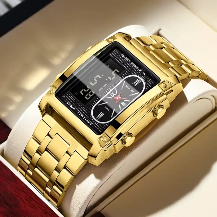 UTHAI H37 mode carré Double écran montre numérique pour hommes léger luxe loisirs sport étanche montre à Quartz pour hommes