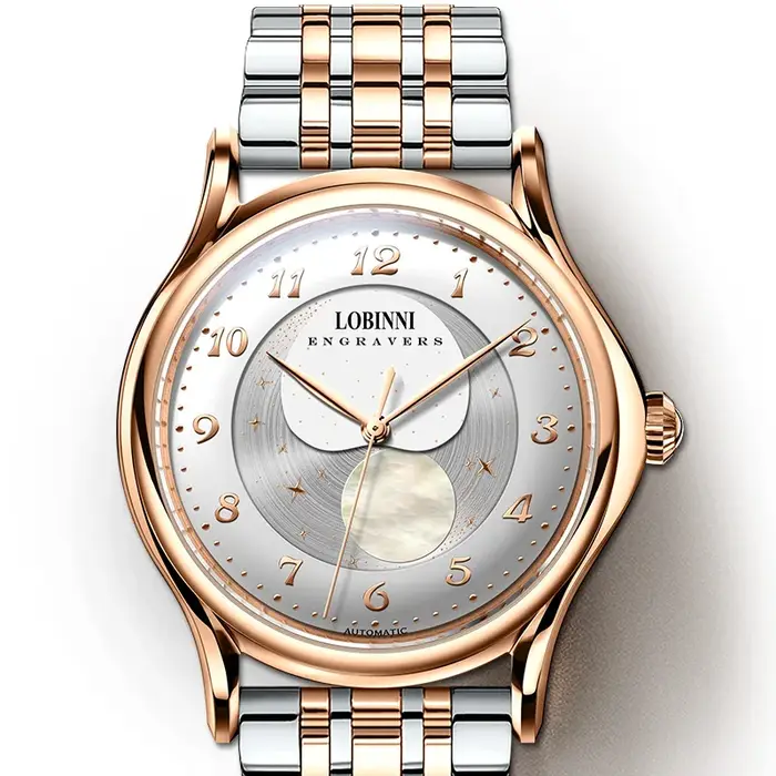 Montre mécanique pour homme Lobinni Top MIYOTA 821A, mouvement automatique, phase de lune, marque de luxe suisse, montres automatiques