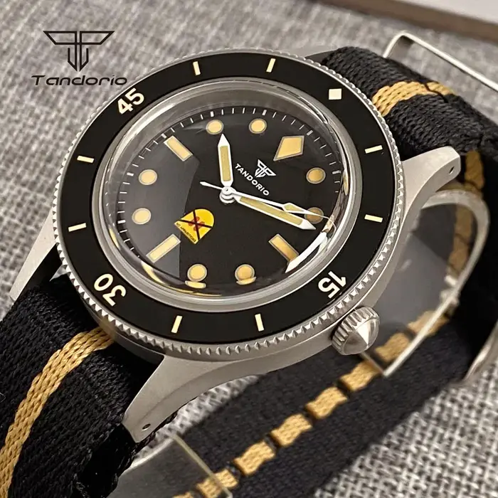 Tandorio 40mm 50 brasses Style dôme saphir montre mécanique pour hommes automatique mis5 8215 Movt 20ATM plongeur vert lumineux