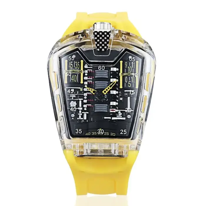 Nouvelle montre de sport pour poignet, boîtier en résine transparente, design squelette creux, tendance mode, unisexe, pour homme, montre quotidienne.