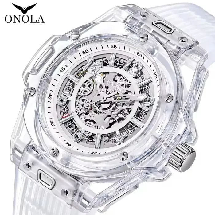 ONOLA 3836 montre mécanique entièrement automatique avancée pour hommes avec conception creuse stéréoscopique 3D pour