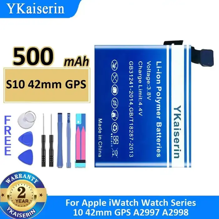 Batterie de montre longue durée 500 mAh pour Apple iWatch Watch Series 10 42 mm GPS A2997 A2998 S10