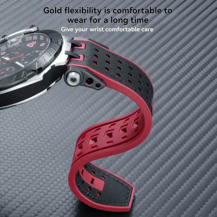 Bracelet de montre en cuir de vache et caoutchouc pour hommes