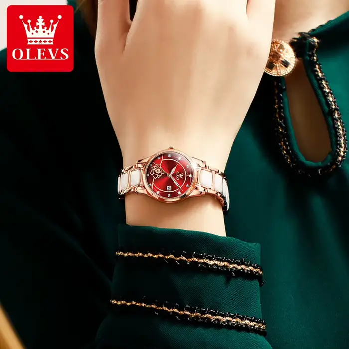 OLEVS 3606 montre de luxe pour femmes camélia Quartz japon mouvement 30M
