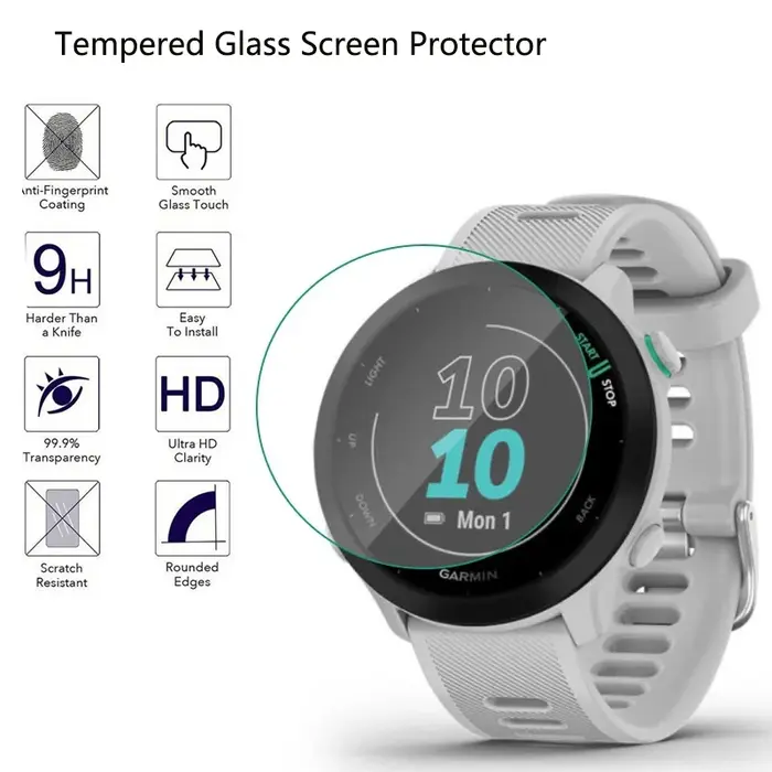 Protecteur d'écran en verre trempé 2.5D pour Garmin Forerunner 55