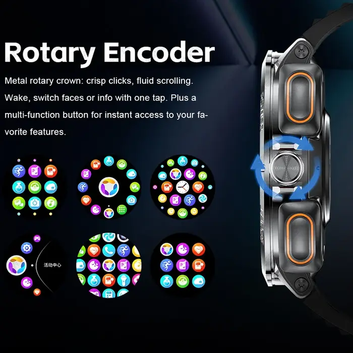 Nouvelle montre intelligente 3-en-1 pour sports de plein air, écran haute définition de 1,7 pouce, écouteurs sans fil avec une autonomie de batterie allant jusqu'à 5 heures.