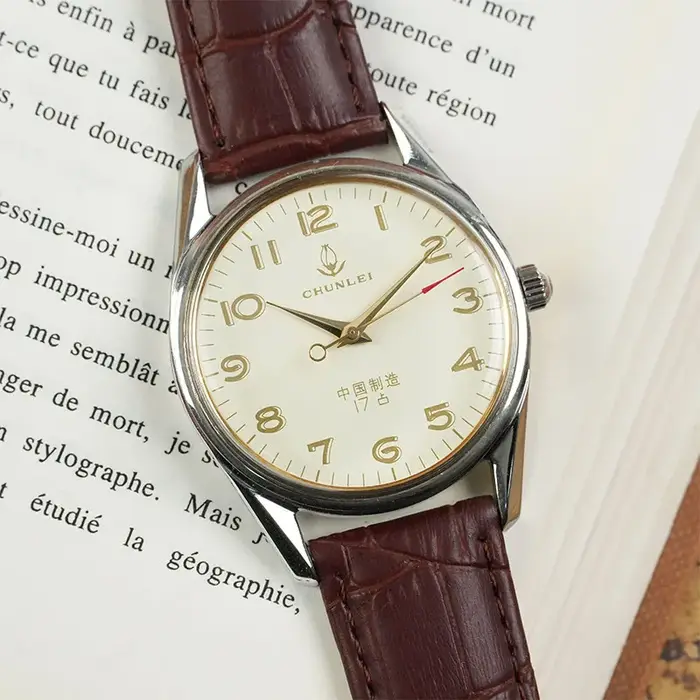 Montre mécanique vintage authentique de marque chinoise Chunlei pour homme, montre-bracelet rétro à remontage manuel, cadeau idéal