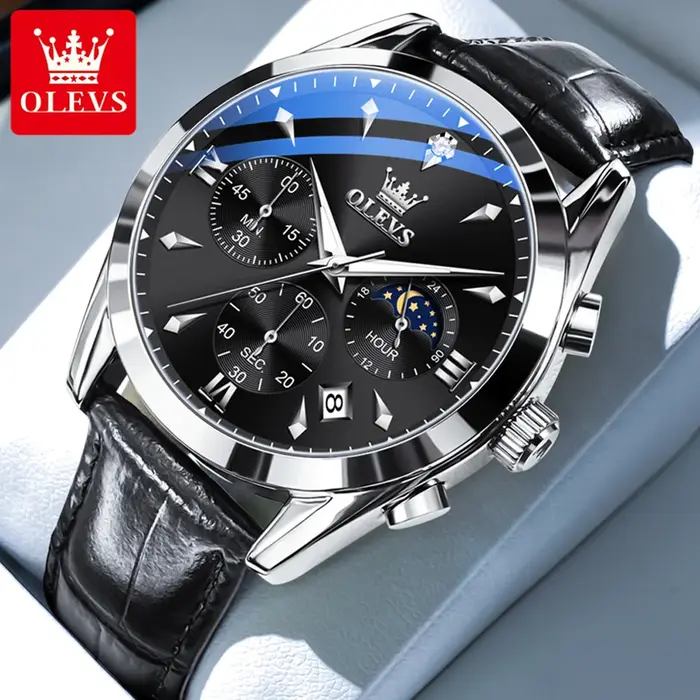 Montre de Luxe avec Bracelet en Cuir pour Homme
