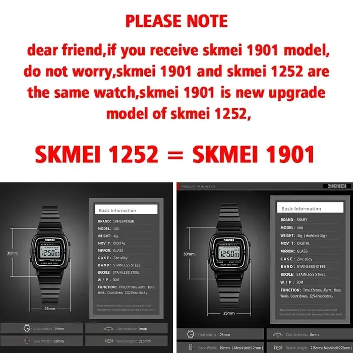 Skmei-Montre numérique étanche à petit cadran pour femme