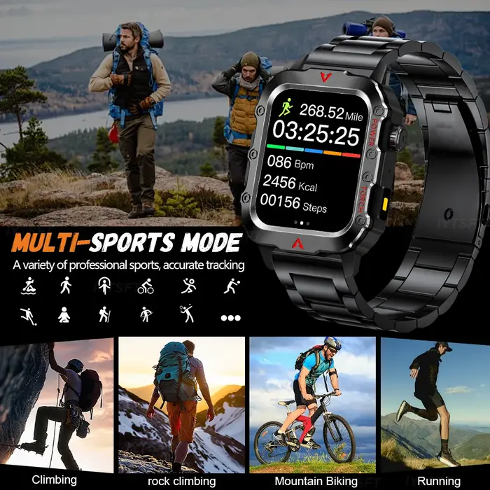 G.L Wear 2025 nouvelle montre intelligente de sport Bluetooth parler lampe de poche LED multi-fonction Sports de plein