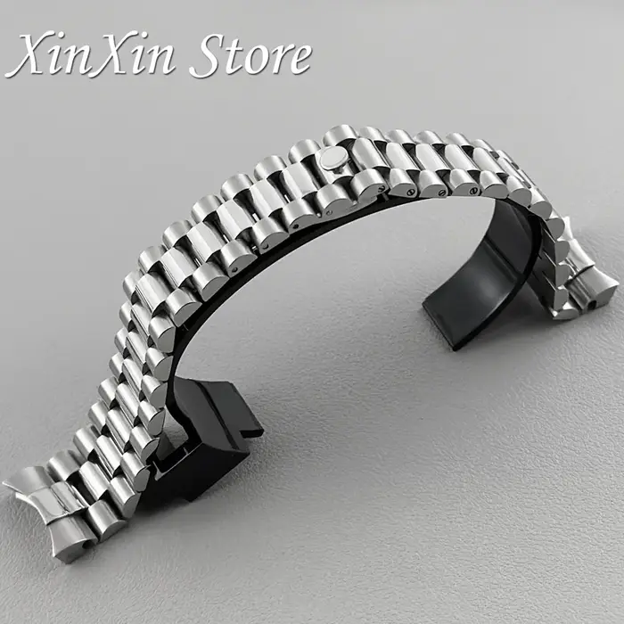 Bracelet en acier inoxydable massif 904L, 20mm de largeur, poli brossé, Bracelet présidentiel du jub