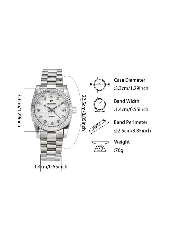 Montre à quartz RICECGO pour affaires et loisirs