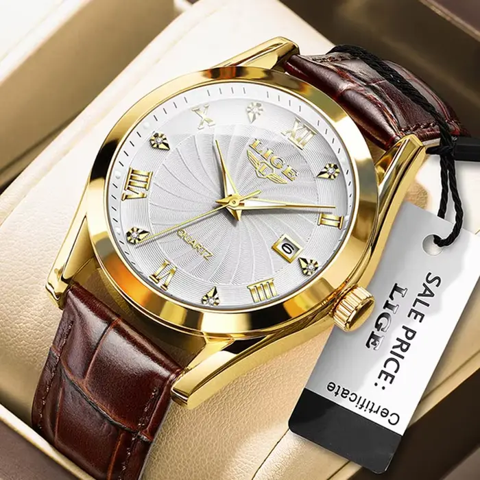Montre étanche en cuir pour femme