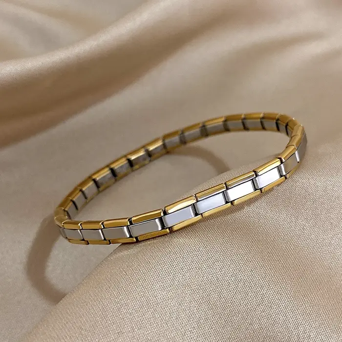 À la mode minimaliste nouveau Bracelet élastique en acier inoxydable liens italiens