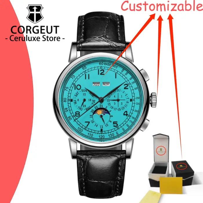 Logo personnalisé bricolage montres mécaniques automatiques pour homme d'affaires Multification Date jour mois année