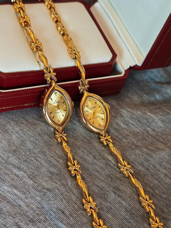 1 pièce de nouvelle montre à quartz pour femme à petit cadran doré vintage de style français