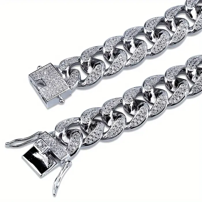 Bracelet de luxe en chaîne à maillons cubains glacés pour hommes