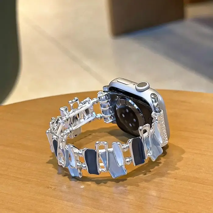 Bracelet élastique à maillons pour Apple Watch Series 11/10/9/8/7/6/5/4/3/2/1 SE 40mm 41mm 42mm 44mm 45mm 46mm 49mm