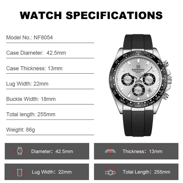 NAVIFORCE montres à la mode pour hommes bracelet en Silicone Sport décontracté chronographe lumineux montre-bracelet Relogio Masculino mâle cadeau 2025