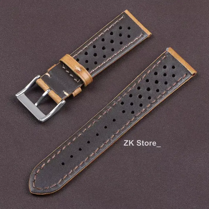 Bracelet de montre en cuir de vachette respirant pour hommes et femmes