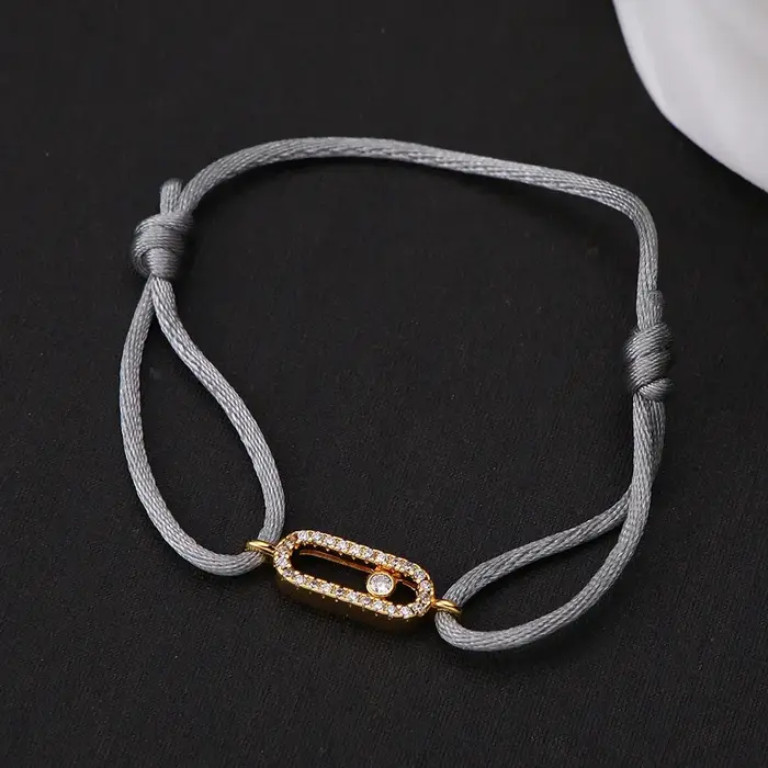 Bracelet en corde tressée avec zircon coulissant