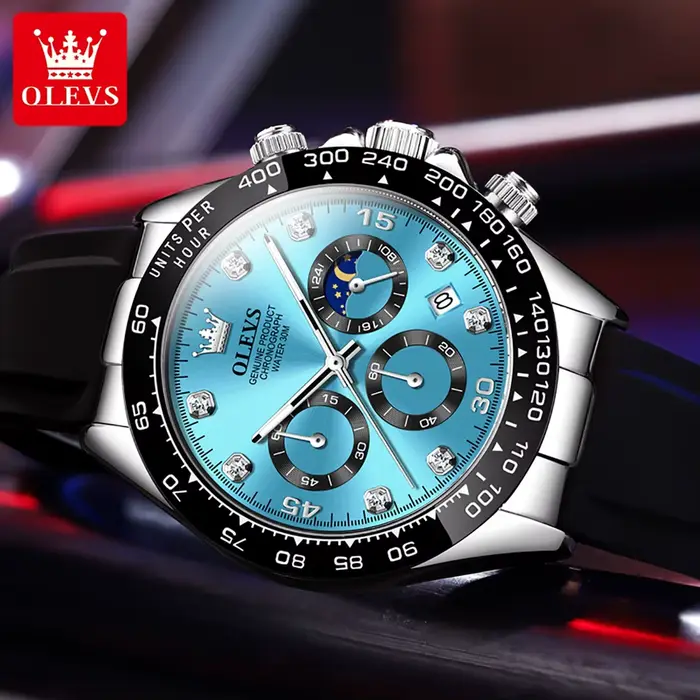 OLEVS 2875 Original marque de luxe montre à Quartz pour hommes bracelet en Silicone chronographe Date automatique