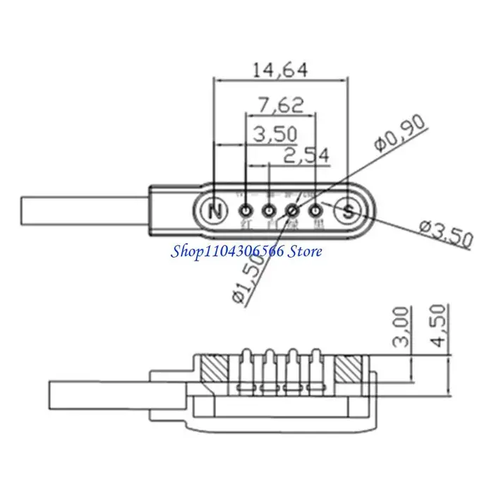 02dd Universal 4pin Space pour montre intelligente Câble magnétique