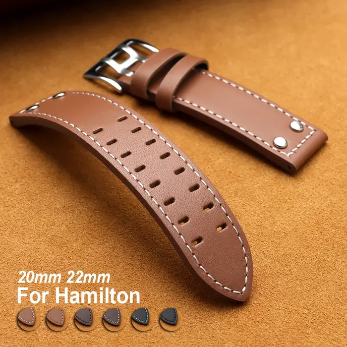 Bracelet de montre en cuir véritable vintage 20 mm 22 mm