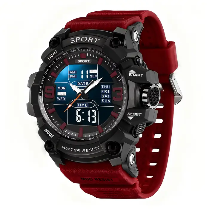 Montre de sport tendance pour homme avec grand cadran, montre électronique pour étudiant adolescent