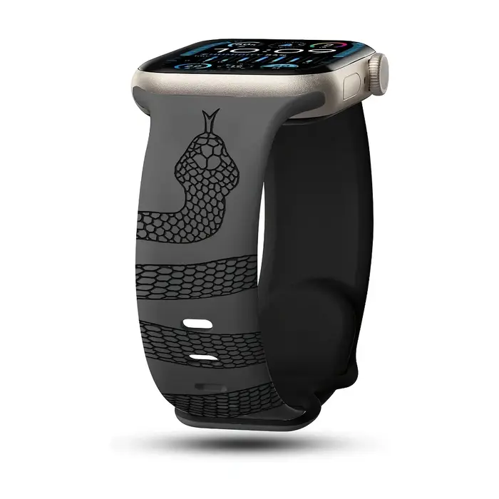Nouveau bracelet en silicone gravé motif serpent pour Apple Watch 44mm 42 46 38 49 40 41 45mm, compa