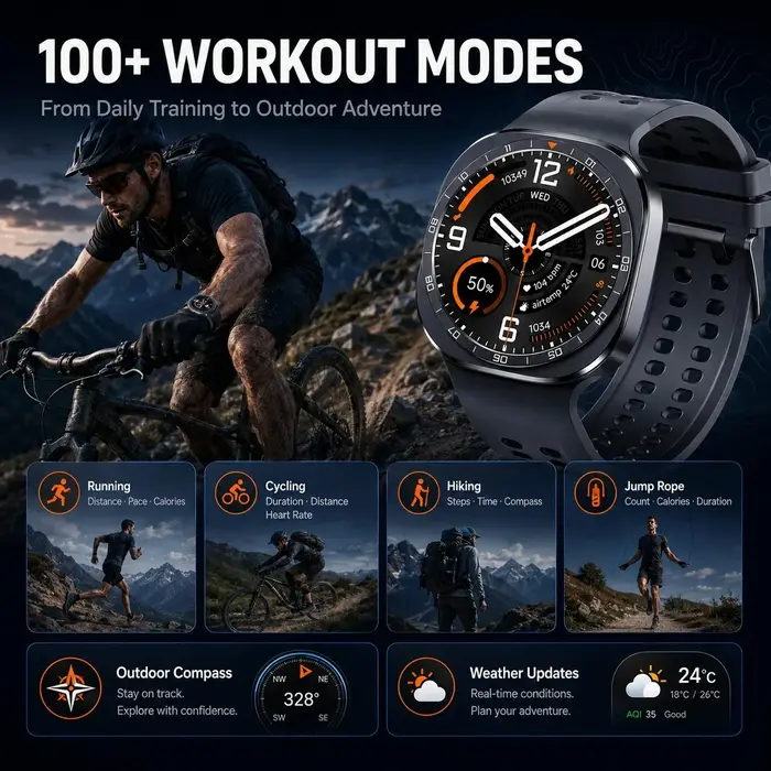 2026 Nouvelle montre connectée Ultra 2 pour hommes, charge sans fil, étanche IP68, boussole, appels Bluetooth, moniteur de santé, montre connectée 47 mm