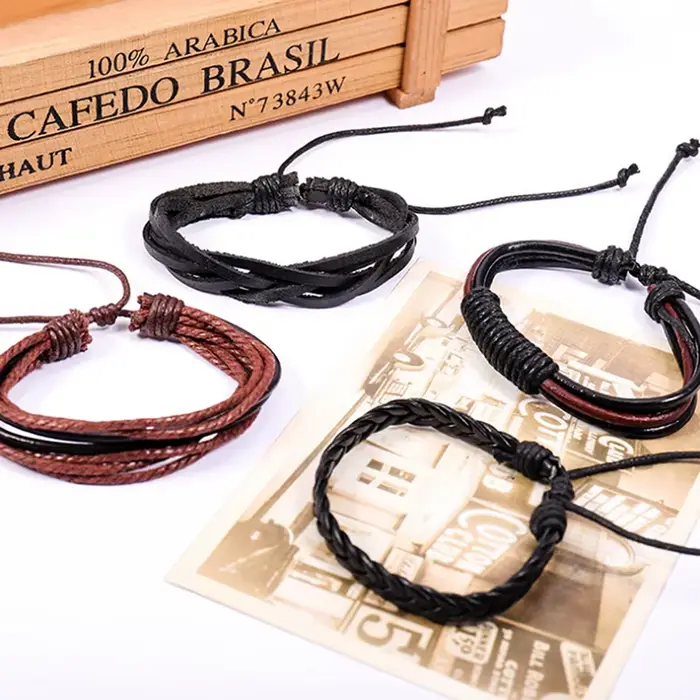 Bracelets en cuir tressé pour hommes