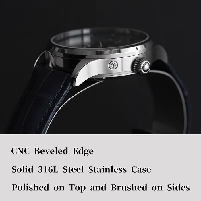 Sugess montre pour hommes édition limitée phase de lune boîtier en acier inoxydable 316L Tianjin ST2