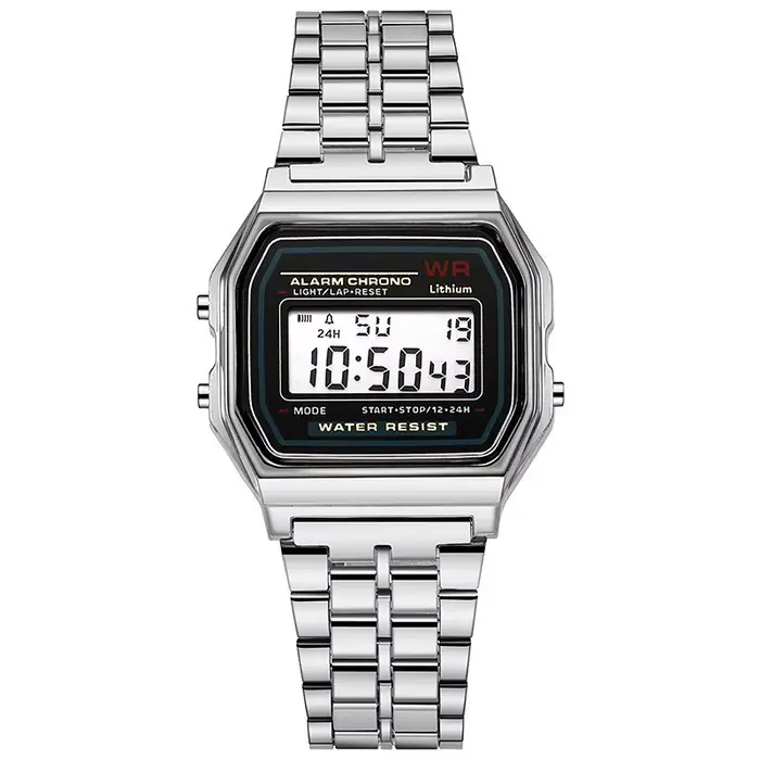 Montres de luxe en or rose pour hommes et femmes, affichage numérique électronique, horloge de style