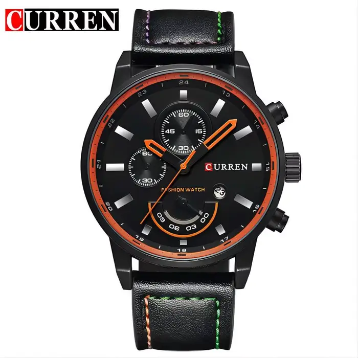 CURREN – montre-bracelet à Quartz en cuir véritable pour homme