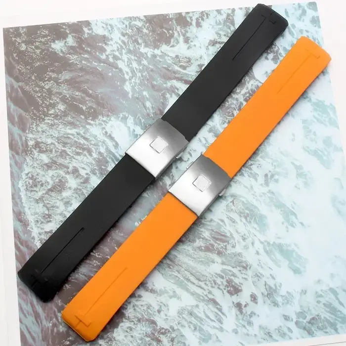 Bracelet de montre en silicone adapté pour Tissot T-TOUCH T013 T047 20mm 21mm Noir Orange dehors