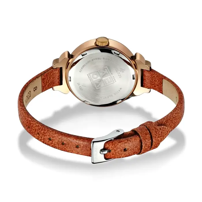 Petite montre à quartz en cuir véritable pour femme