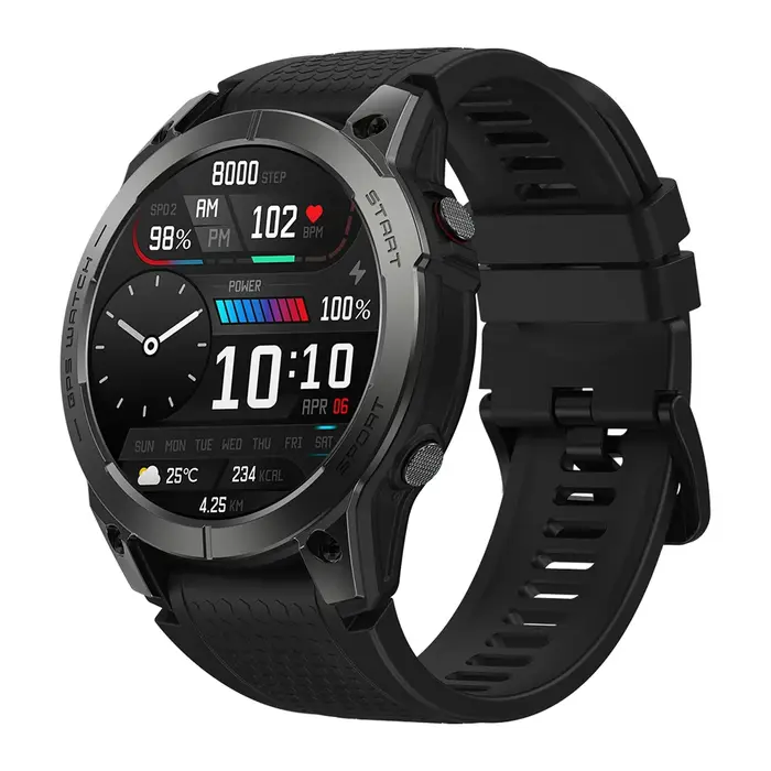 Zeblaze Stratos 3 Premium GPS montre intelligente Ultra HD AMOLED affichage GPS intégré Hi-Fi Blueto