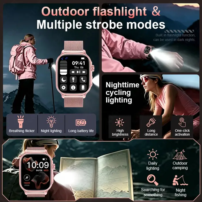 Montres intelligentes d'extérieur pour femmes, GPS, suivi de trajet, batterie 1400mAh, étanche IP68, appels Bluetooth, montre intelligente de sport militaire pour femmes