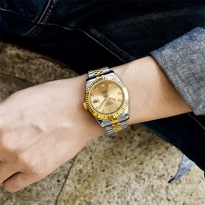 Montre-bracelet mécanique automatique en acier inoxydable pour homme