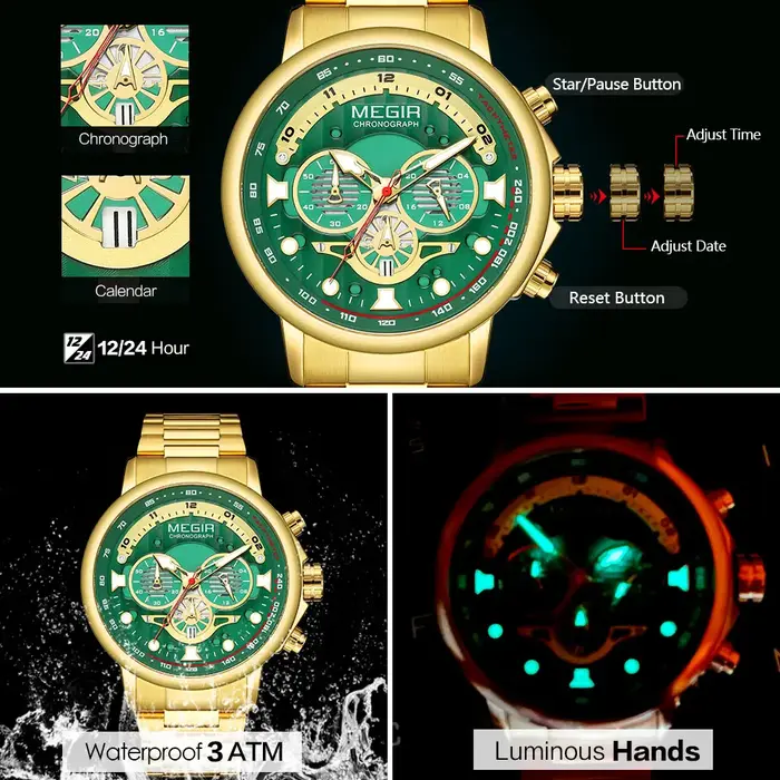 Montre à Quartz en Acier Inoxydable pour Homme