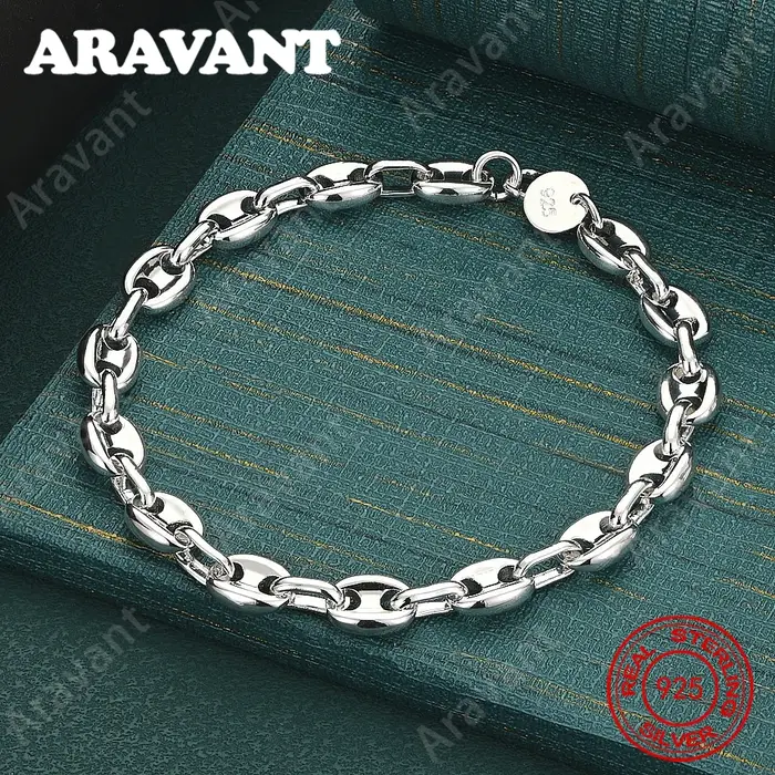 Bracelet à chaîne avec fermoir en argent sterling 925, design frais et élégant, bijoux de fiançaille