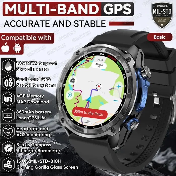 Montre connectée GPS avec carte Terrain